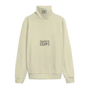 Sixty Eight 93 Logo Black Cream Unisex Turtleneck Knitted Fleece Sweater