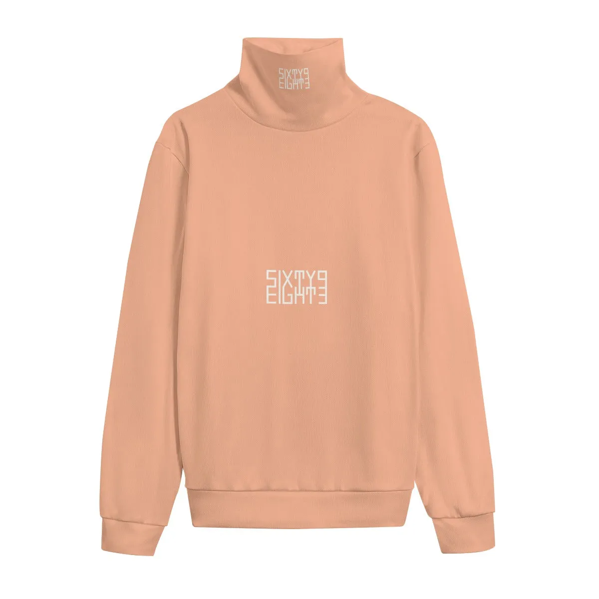 Sixty Eight 93 Logo White Peach Unisex Turtleneck Knitted Fleece Sweater