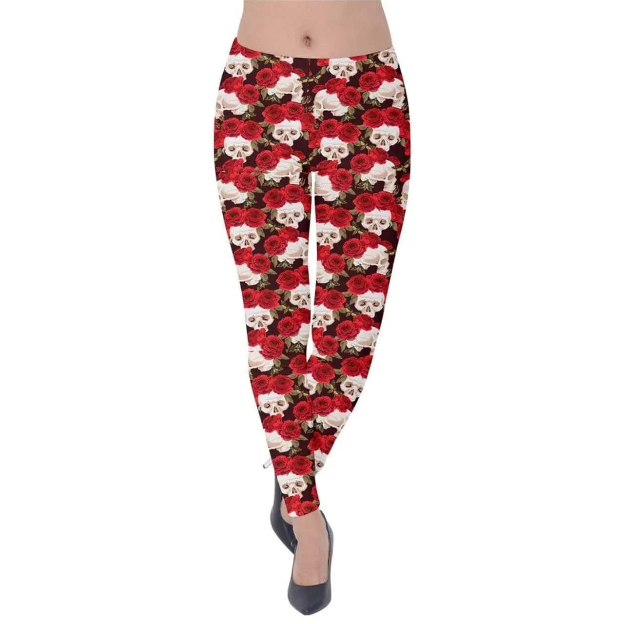 Skulls and Roses Velvet Leggings