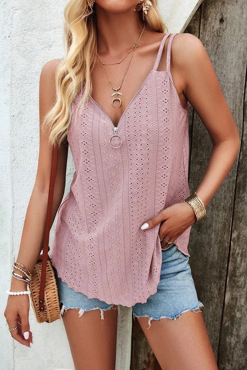 Sleek Zip Front V-Neck Cami