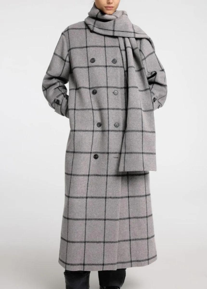 SLFHELLE LONG WOOL SCARF COAT | STEEL GRAY