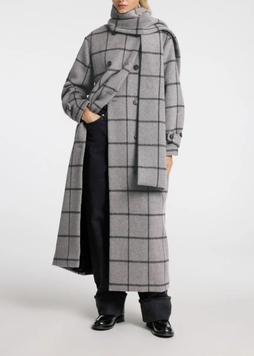 SLFHELLE LONG WOOL SCARF COAT | STEEL GRAY