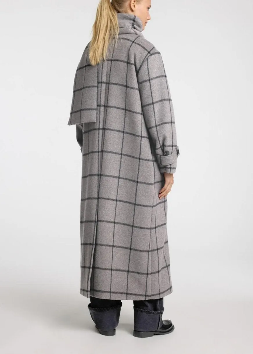 SLFHELLE LONG WOOL SCARF COAT | STEEL GRAY