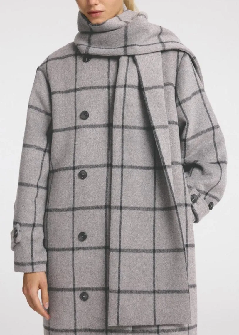 SLFHELLE LONG WOOL SCARF COAT | STEEL GRAY