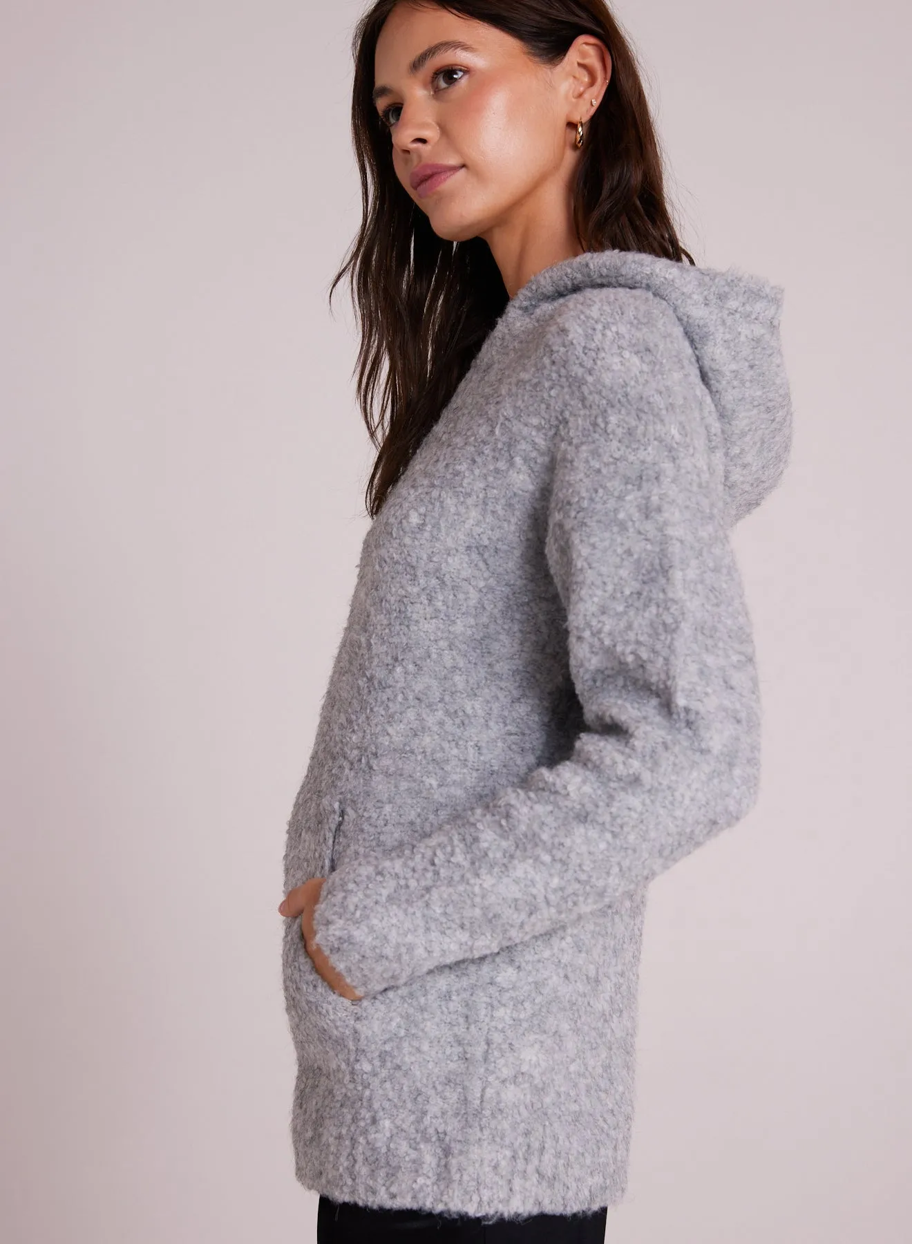 Slouchy Hoodie Sweater -  Heather Stone