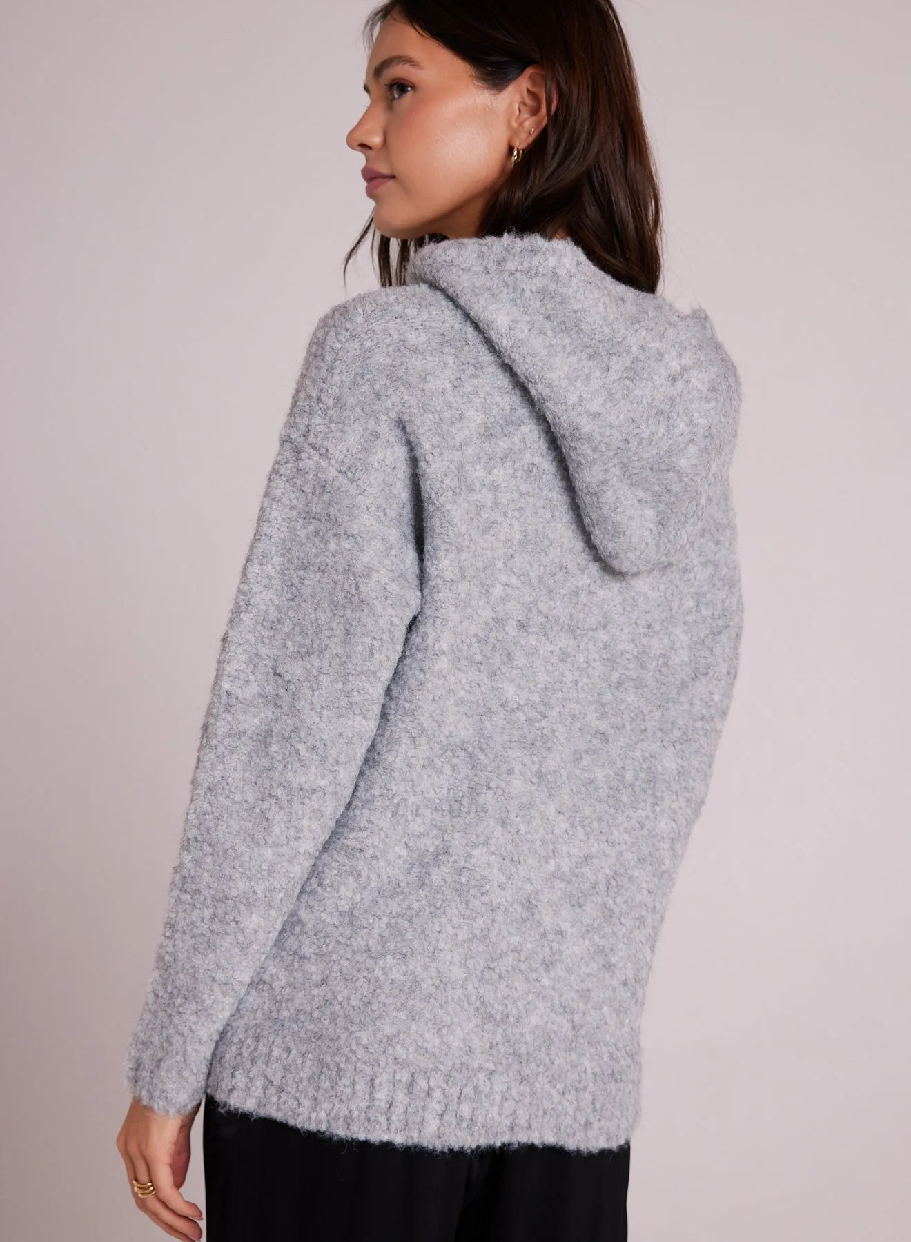 Slouchy Hoodie Sweater -  Heather Stone