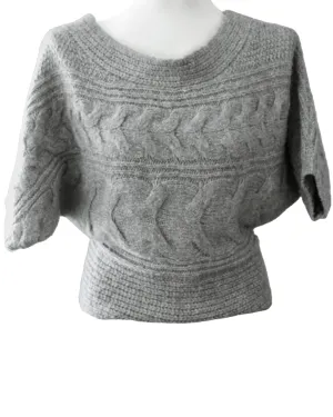 Soft Summer Gray Wool Cable Knit Sweater