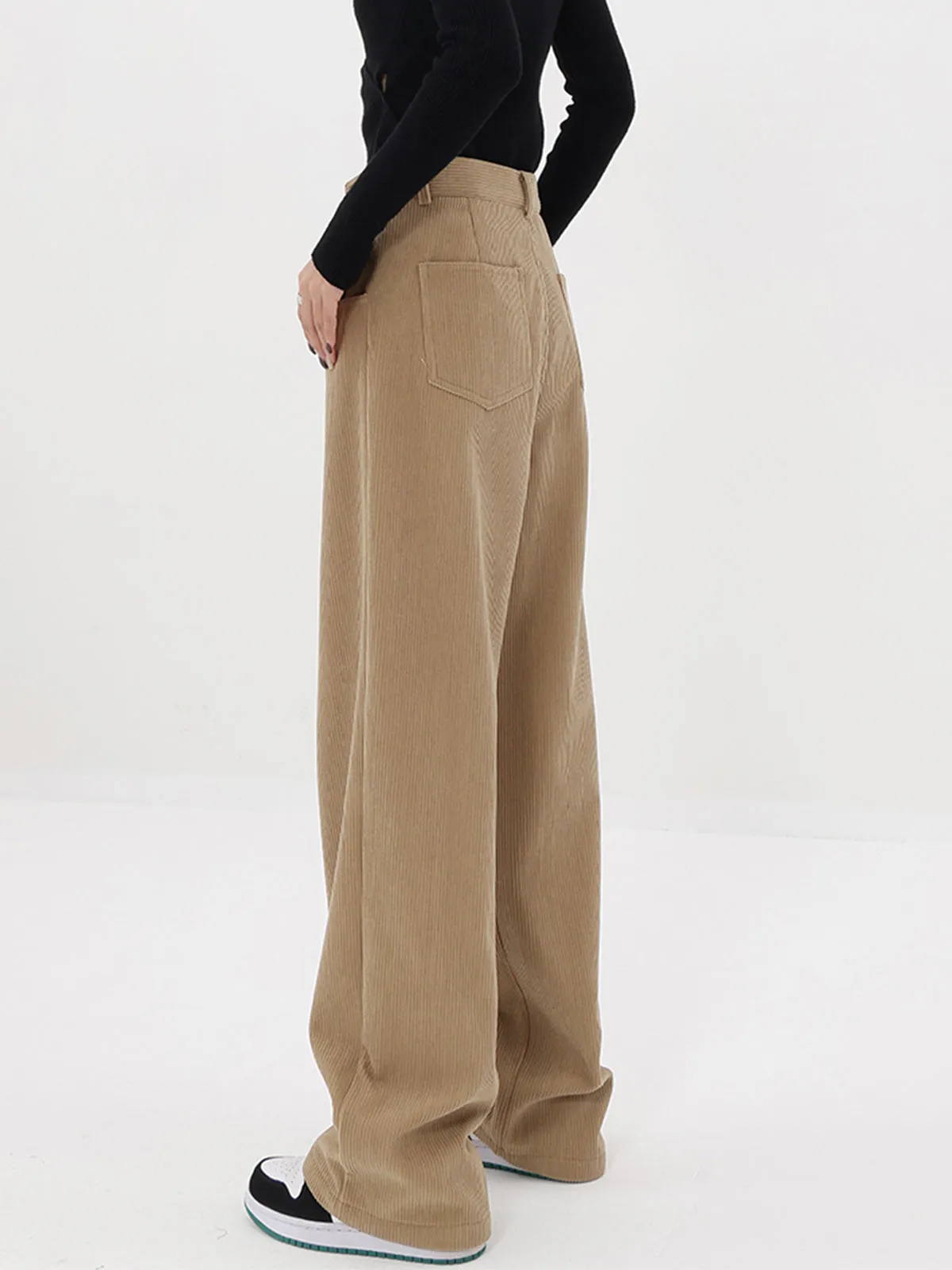 Solid Corduroy Baggy Trendy Wide Leg Pants