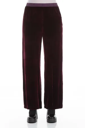 Straight Wide Mulberry Silk Velvet Trousers