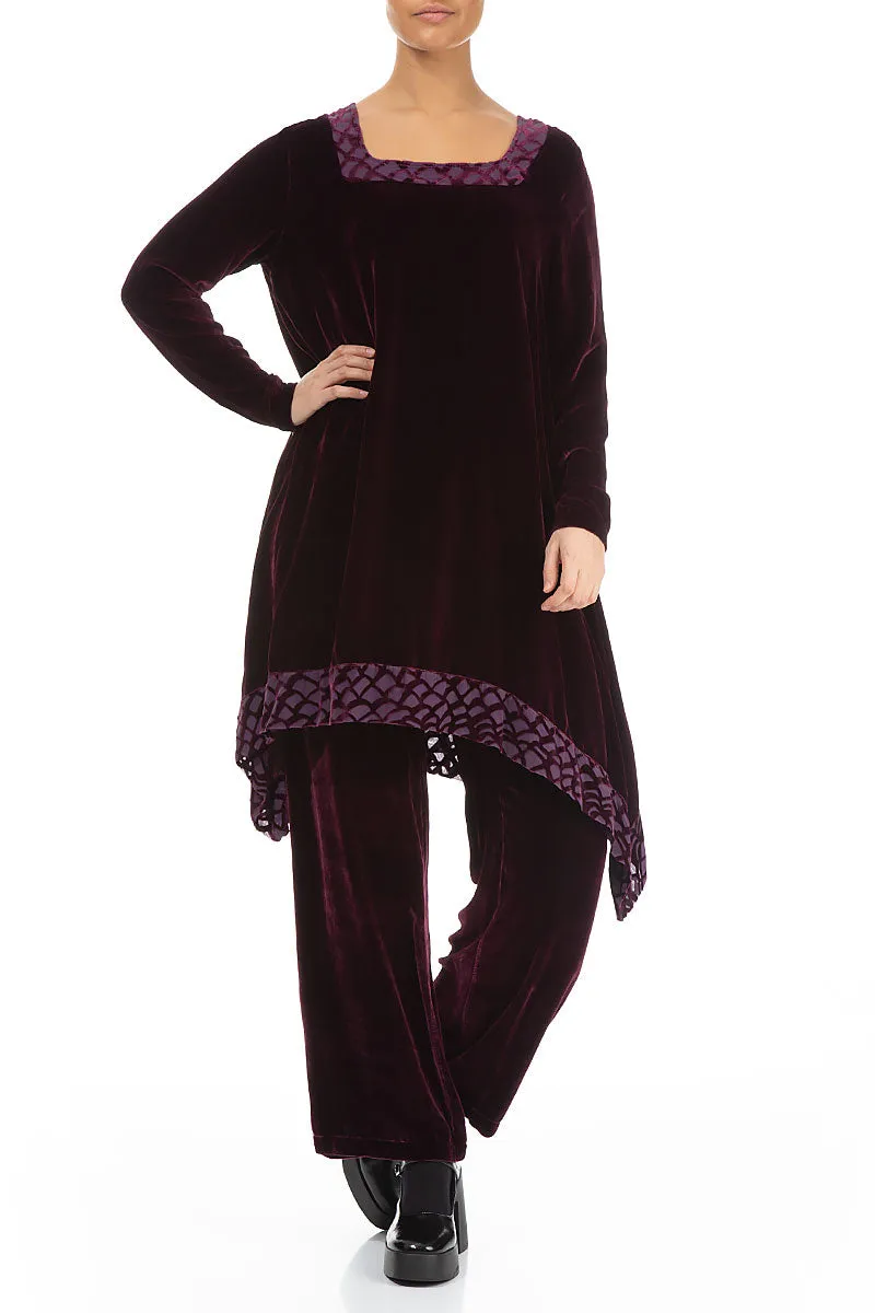 Straight Wide Mulberry Silk Velvet Trousers