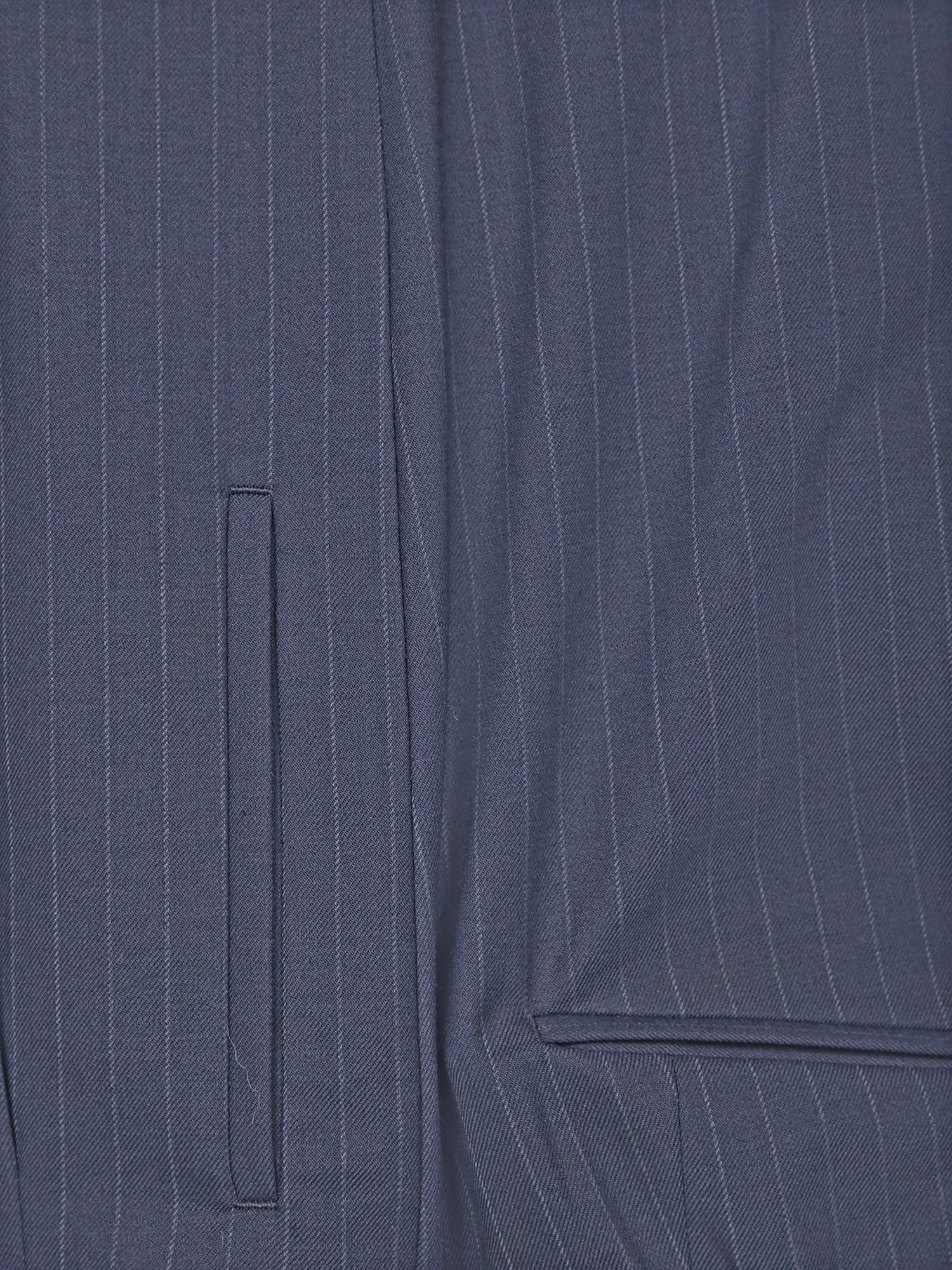 Striped Wool Suit in Grey/Blue