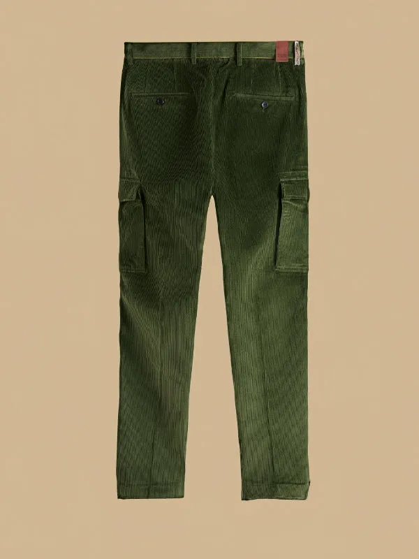 Stuart Slim Fit Corduroy Cargo Pants: Field Green (FINAL SALE)