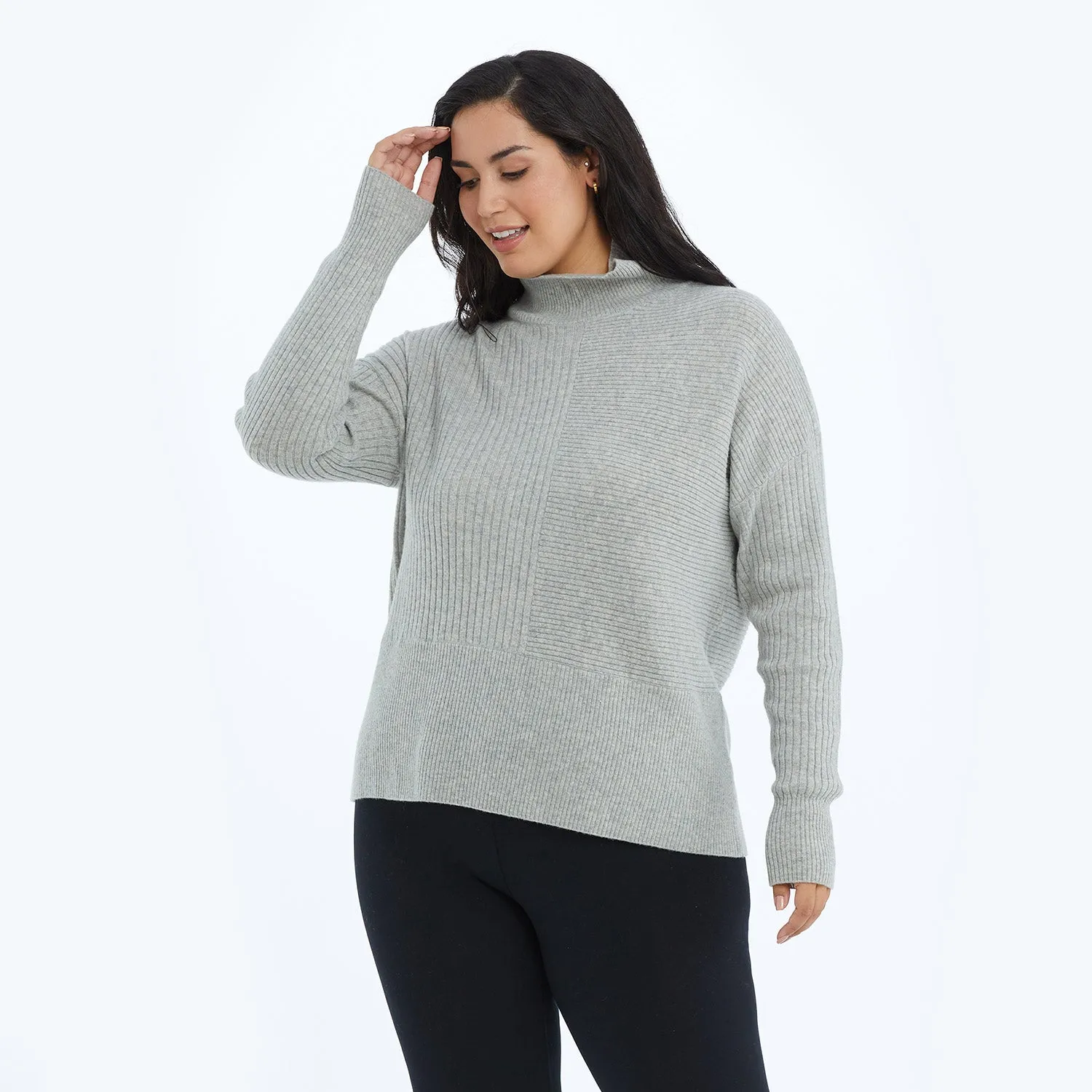 The Luxe Cashmere Blend Funnel Neck Sweater - Wolf