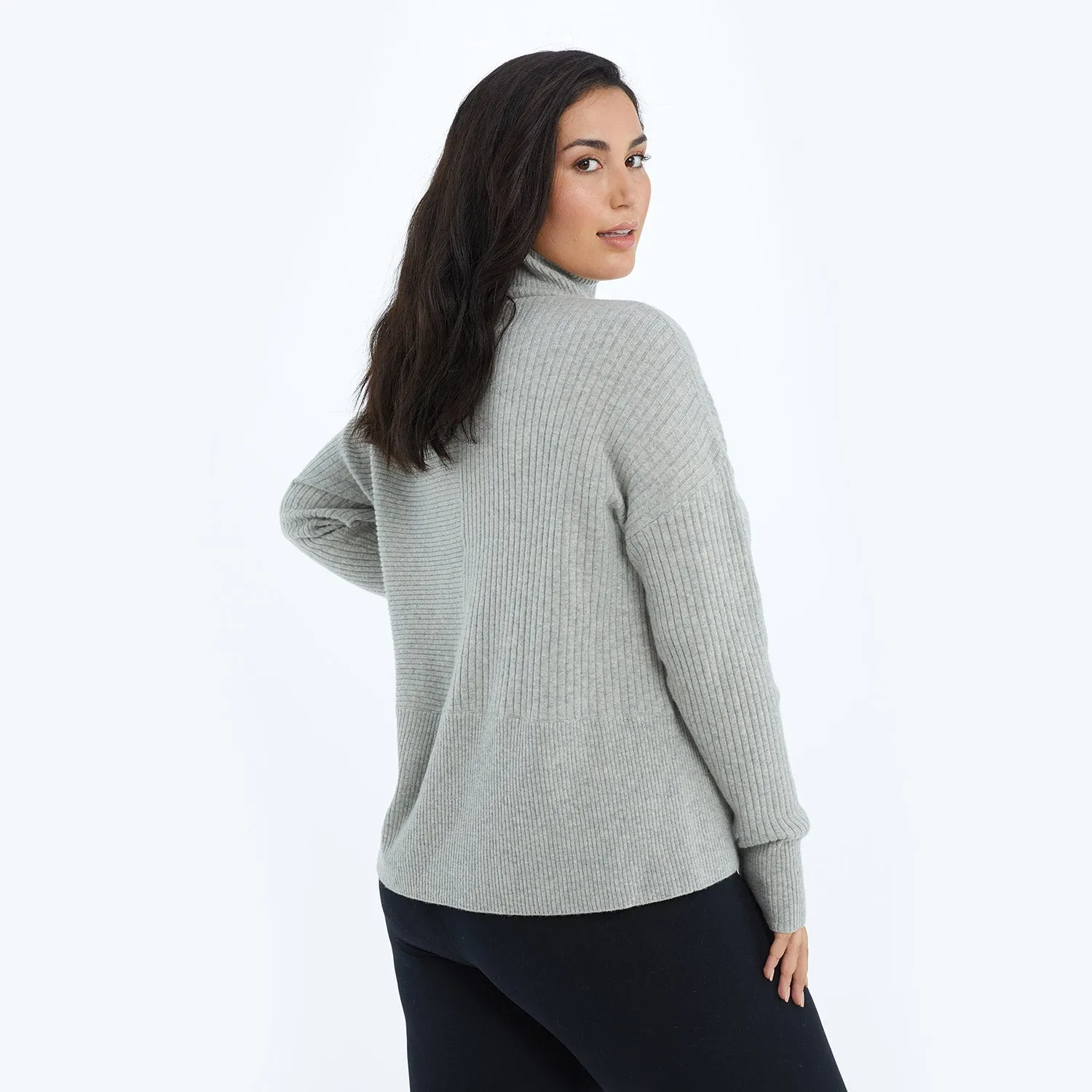 The Luxe Cashmere Blend Funnel Neck Sweater - Wolf