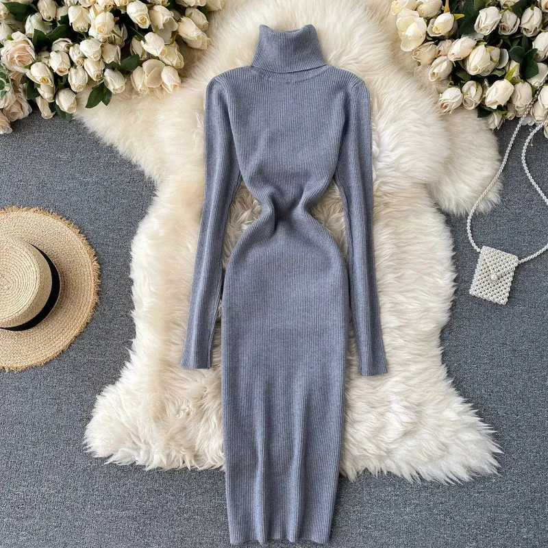 Turtleneck Knitted Bodycon Dress