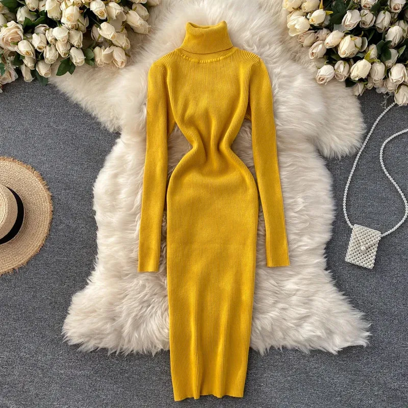 Turtleneck Knitted Bodycon Dress