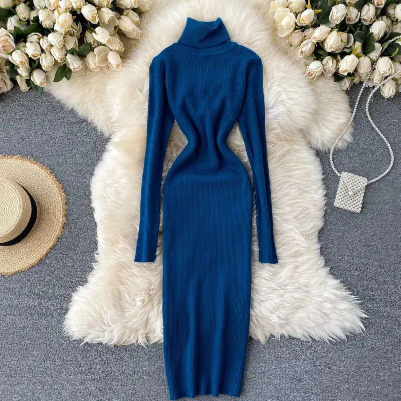 Turtleneck Knitted Bodycon Dress