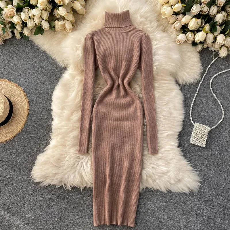 Turtleneck Knitted Bodycon Dress