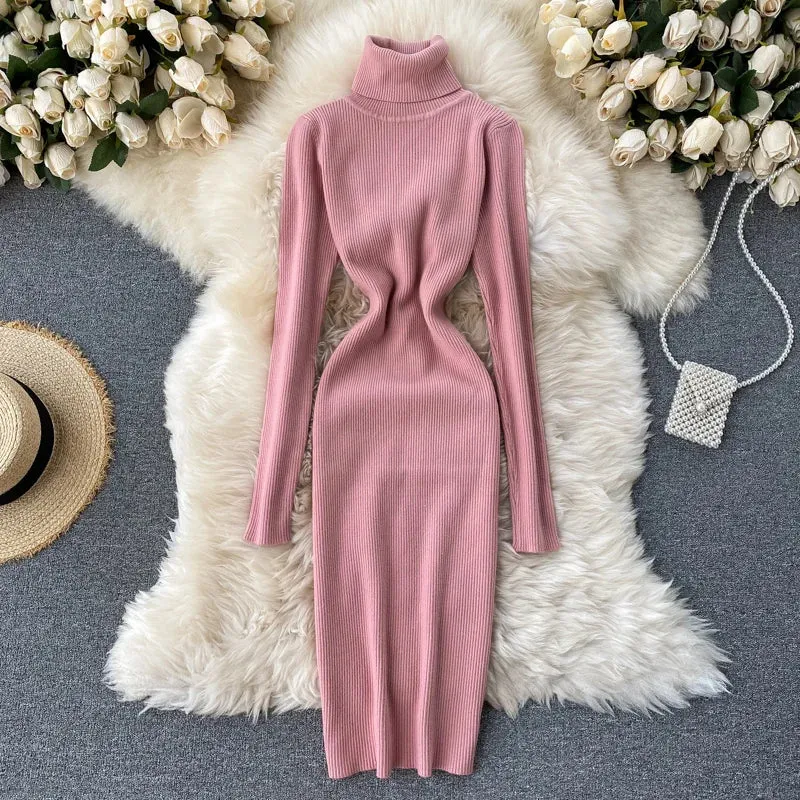 Turtleneck Knitted Bodycon Dress