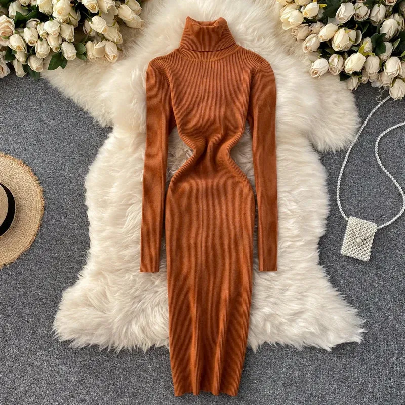 Turtleneck Knitted Bodycon Dress