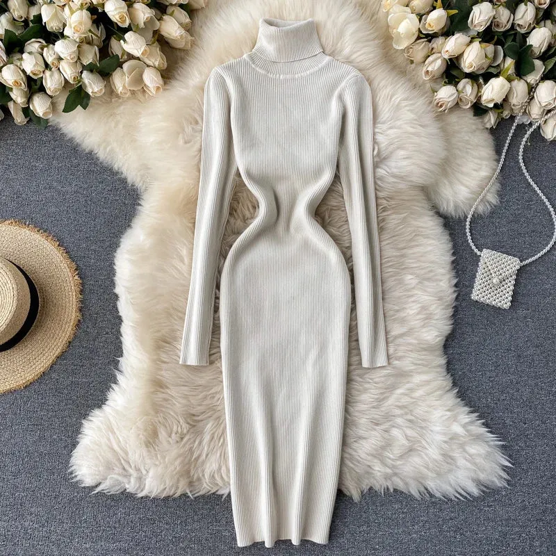 Turtleneck Knitted Bodycon Dress