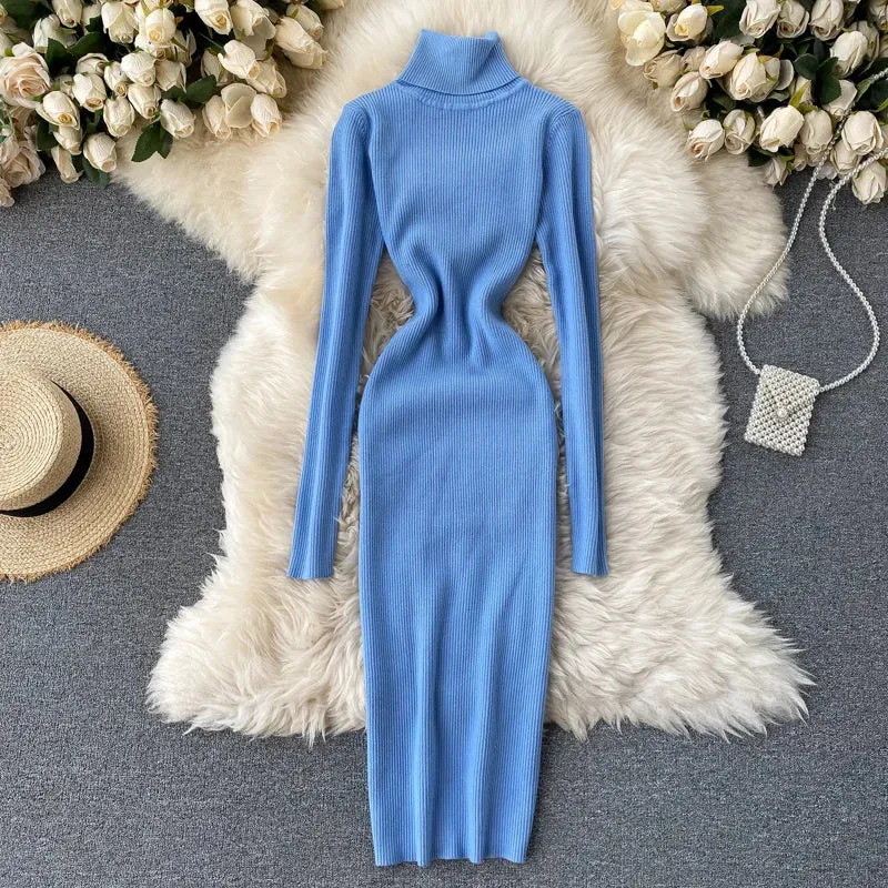 Turtleneck Knitted Bodycon Dress