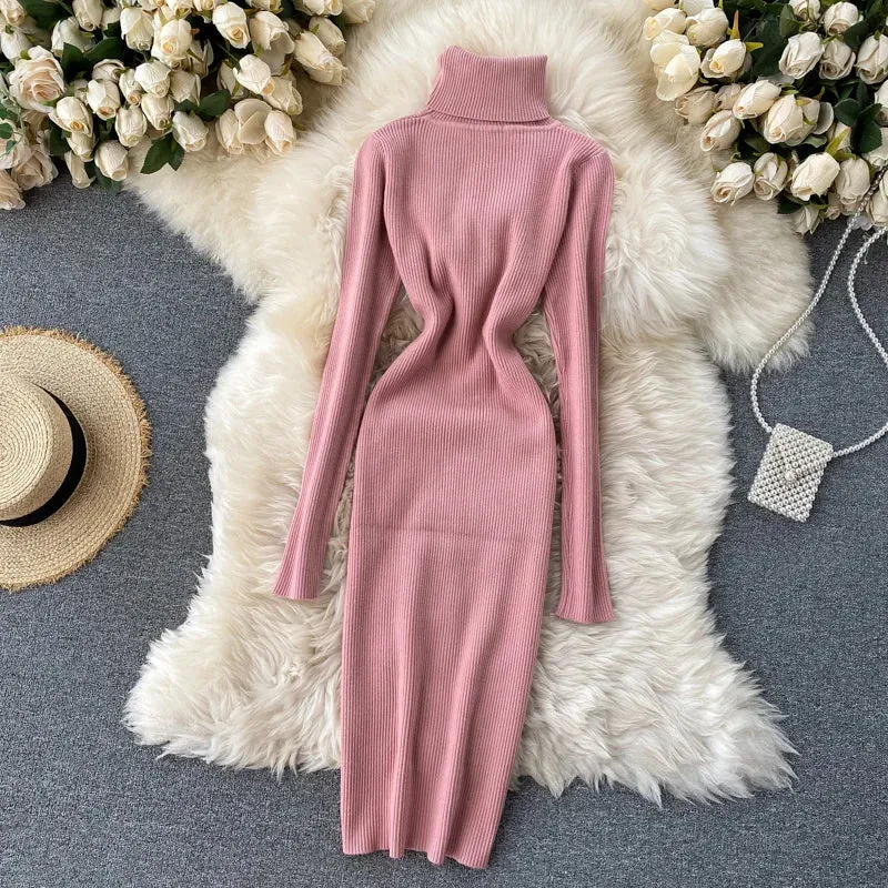 Turtleneck Knitted Bodycon Dress