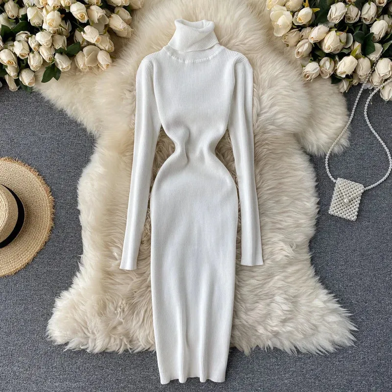 Turtleneck Knitted Bodycon Dress