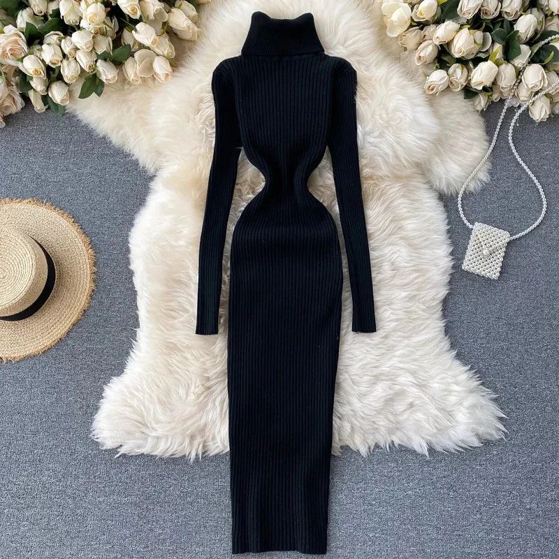 Turtleneck Knitted Bodycon Dress