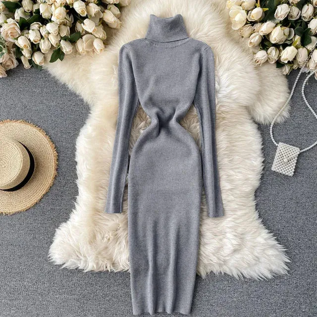 Turtleneck Knitted Bodycon Dress