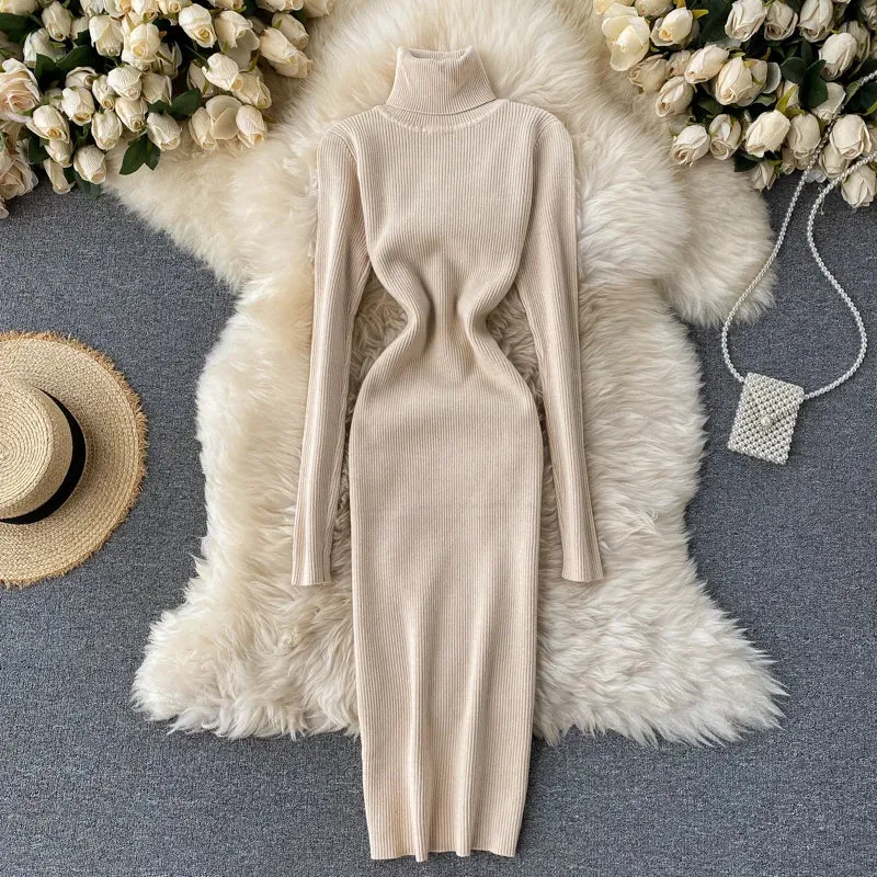 Turtleneck Knitted Bodycon Dress