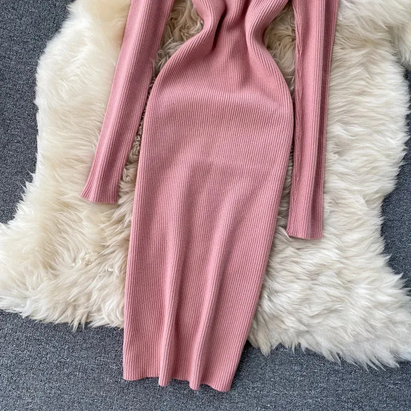 Turtleneck Knitted Bodycon Dress