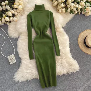 Turtleneck Knitted Bodycon Dress