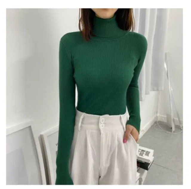 Turtleneck Pullover Ribbed Jumper