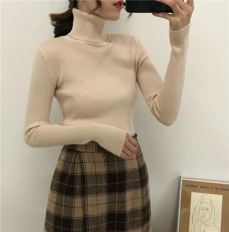 Turtleneck Pullover Ribbed Jumper