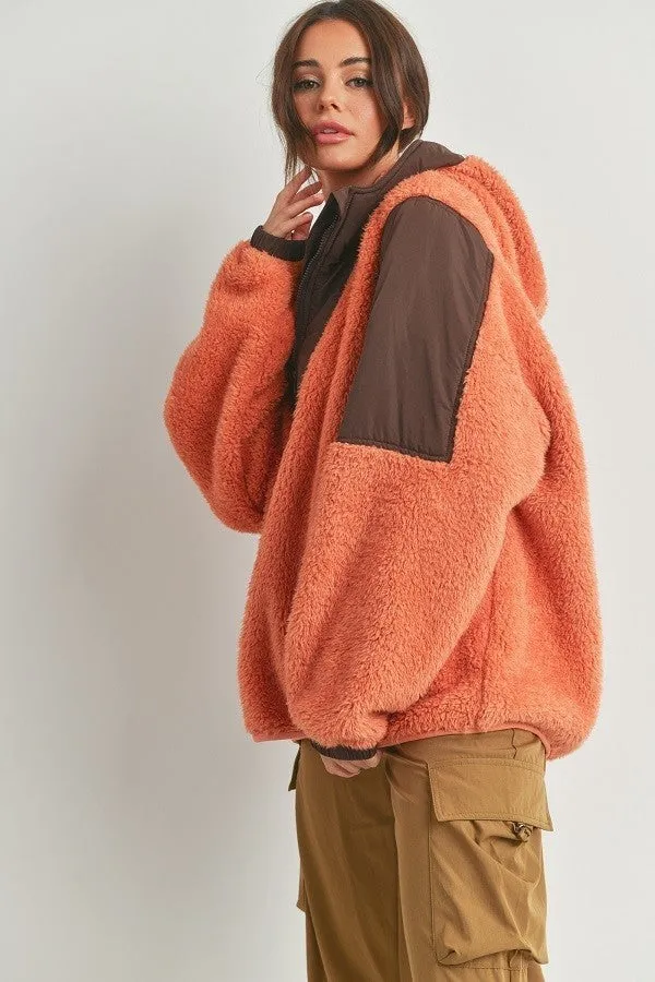 Two-tone Oversized Plush Jacket