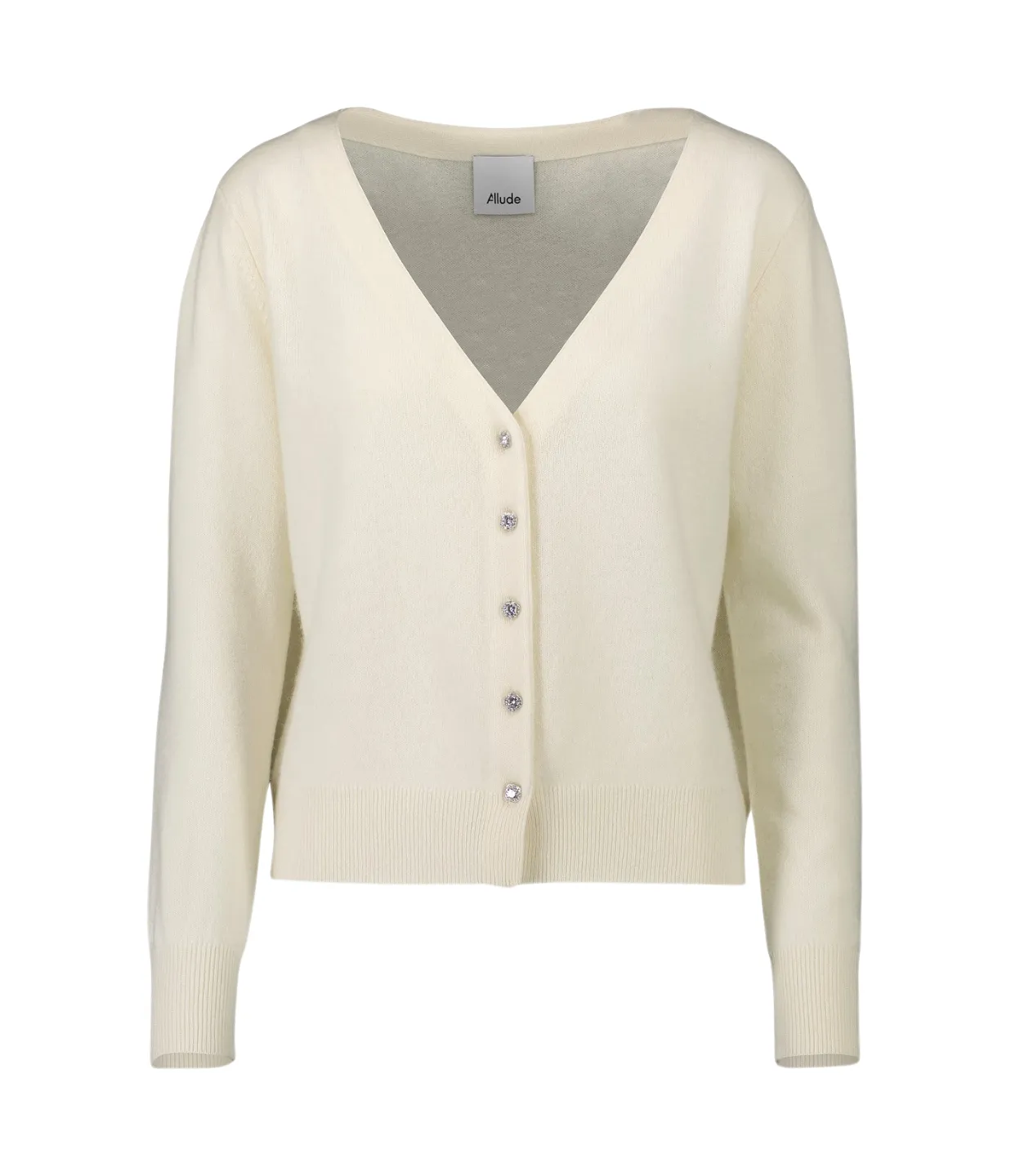 V-Neck Dimante Button Down Cardigan in Ivory