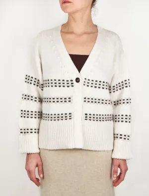 V Neck Hand Embroidered Cashmere Cardigan