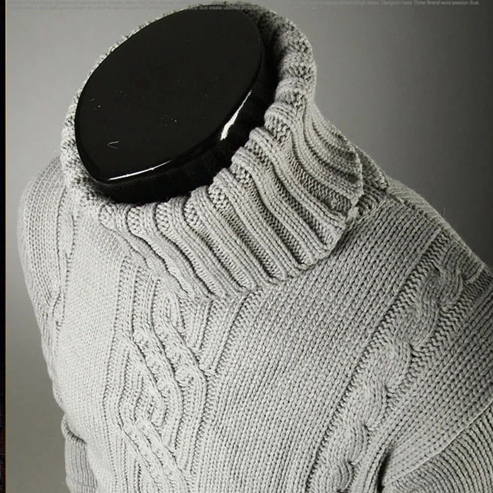 Warm Slim Fit Turtleneck Men's Sweater Pullover Knit Fall Winter Fashion