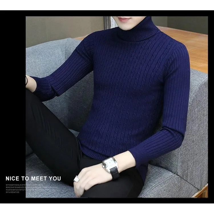 Warm Slim Fit Turtleneck Men's Sweater Pullover Knit Fall Winter Fashion