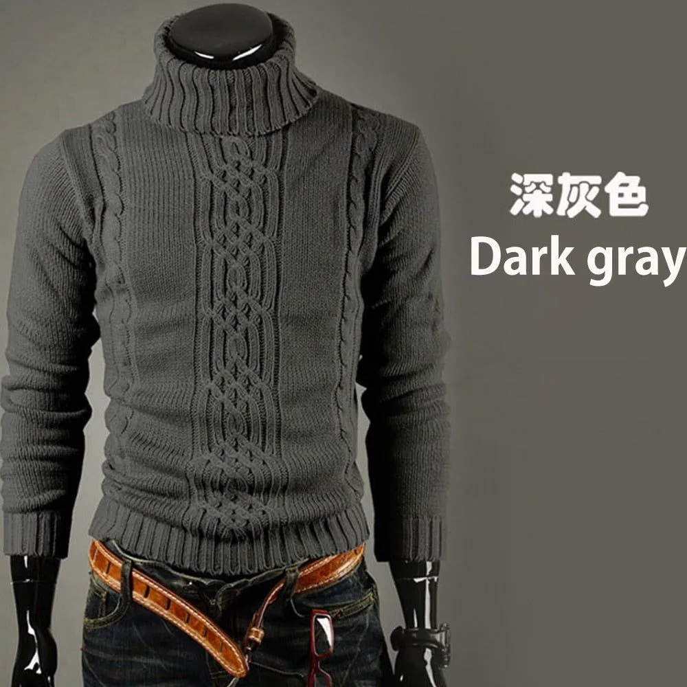 Warm Slim Fit Turtleneck Men's Sweater Pullover Knit Fall Winter Fashion