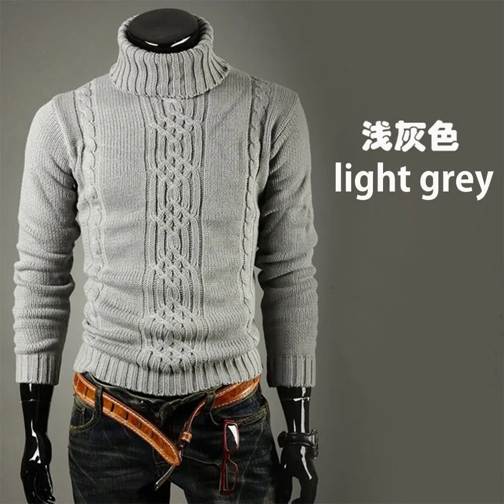 Warm Slim Fit Turtleneck Men's Sweater Pullover Knit Fall Winter Fashion