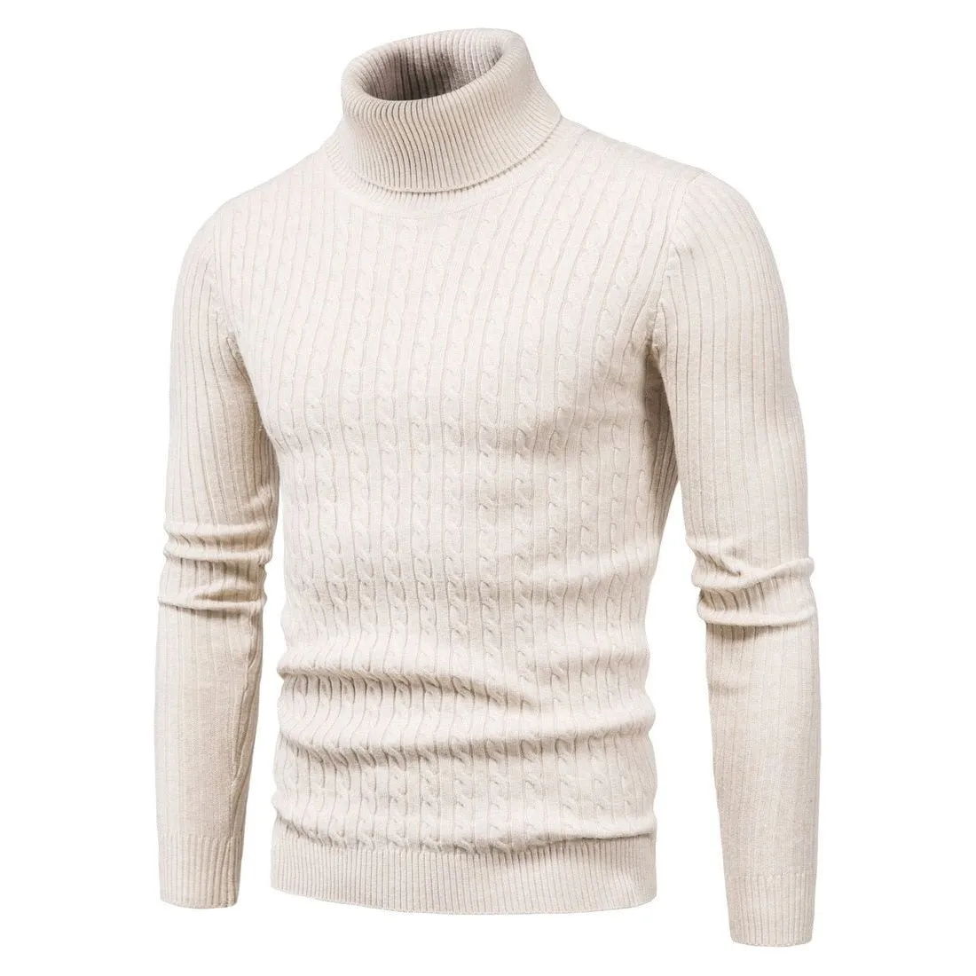 Warm Slim Fit Turtleneck Men's Sweater Pullover Knit Fall Winter Fashion