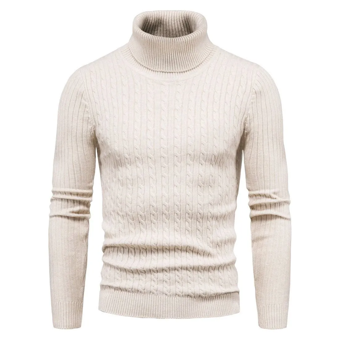 Warm Slim Fit Turtleneck Men's Sweater Pullover Knit Fall Winter Fashion