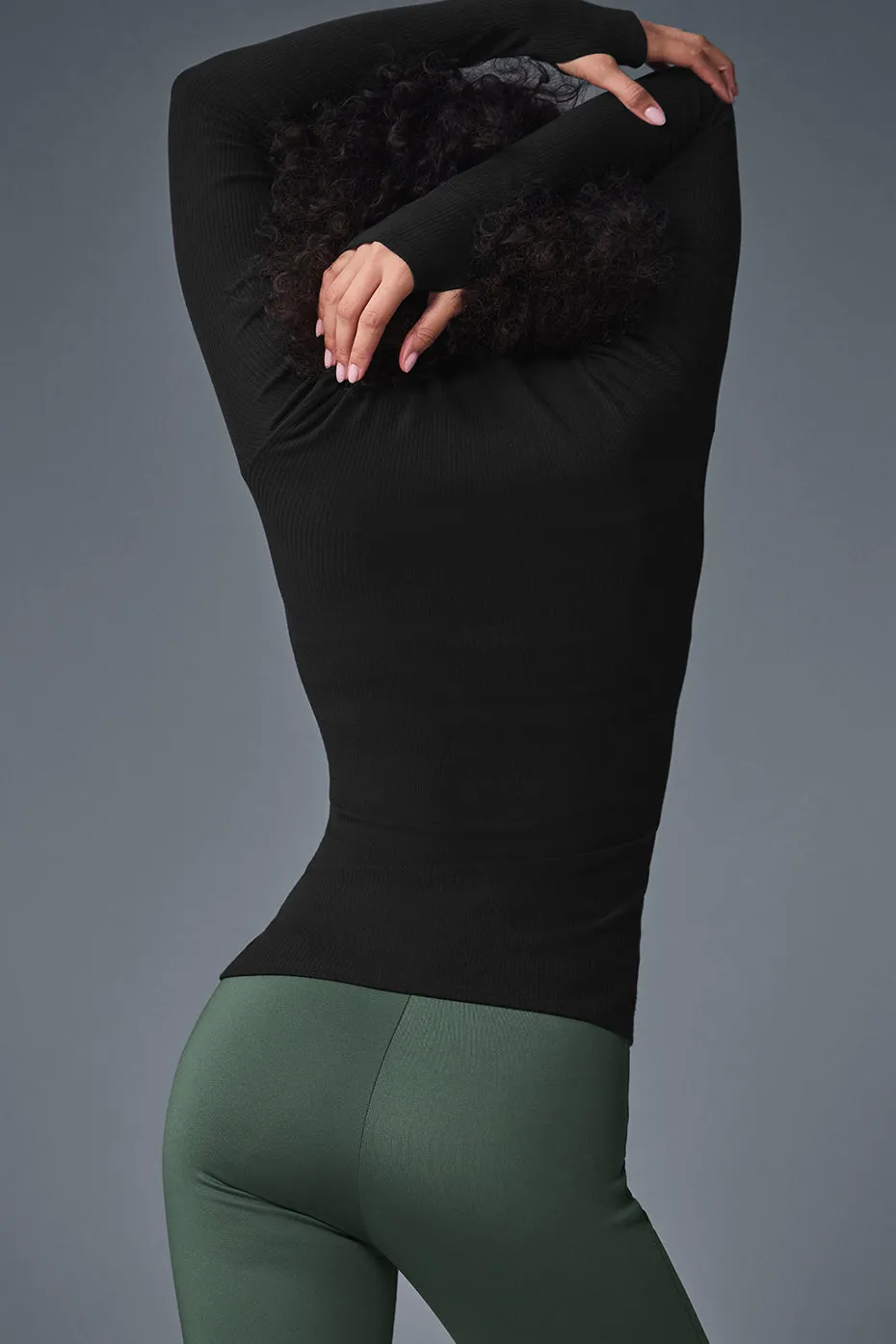 Wellness Rib Mock Neck Long Sleeve - Black