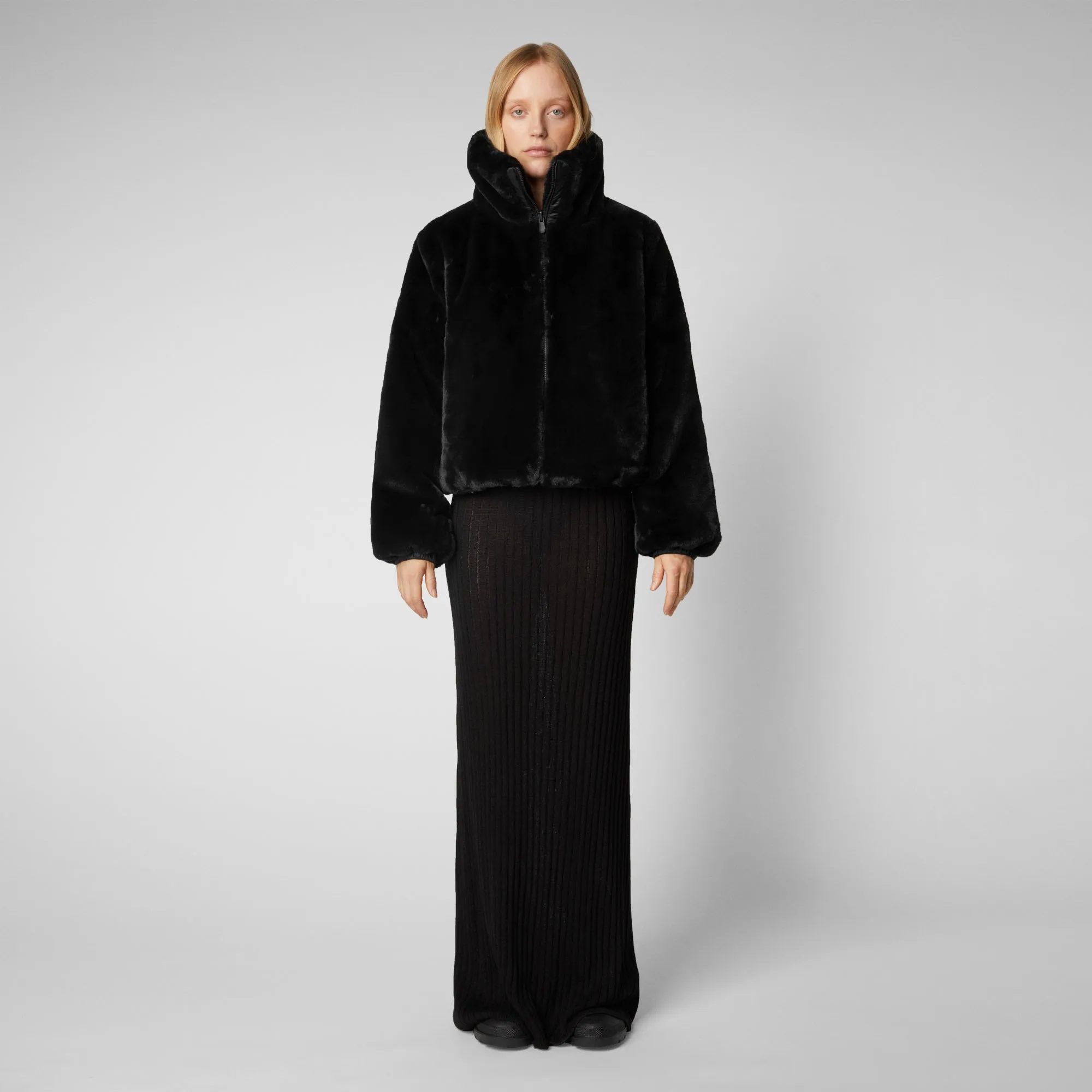 Women's Jeon Reversible Faux Fur Jacket in Black