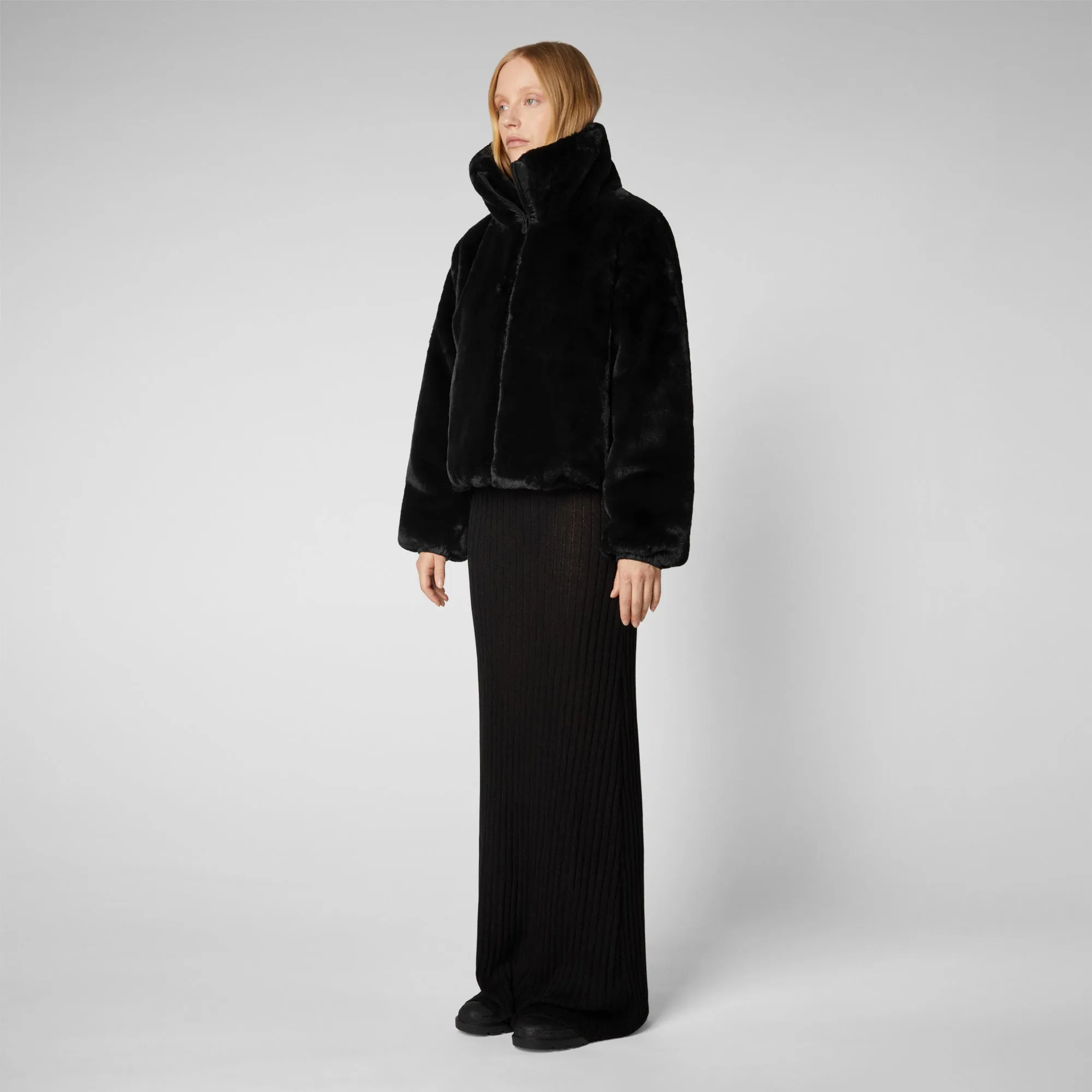 Women's Jeon Reversible Faux Fur Jacket in Black