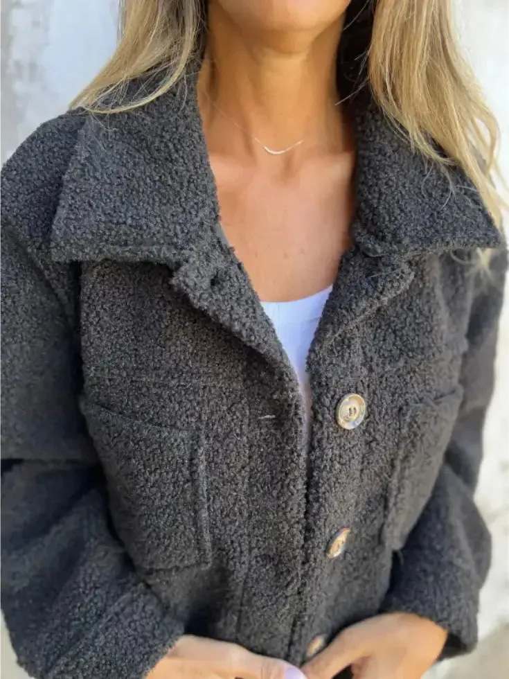 Women's Lapel Single Breasted Lamb Wool Coat