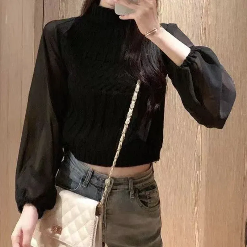 Women's Modern Knitted Sweater Vest with Transparent Sleeves | Ideal for Autumn/Winter