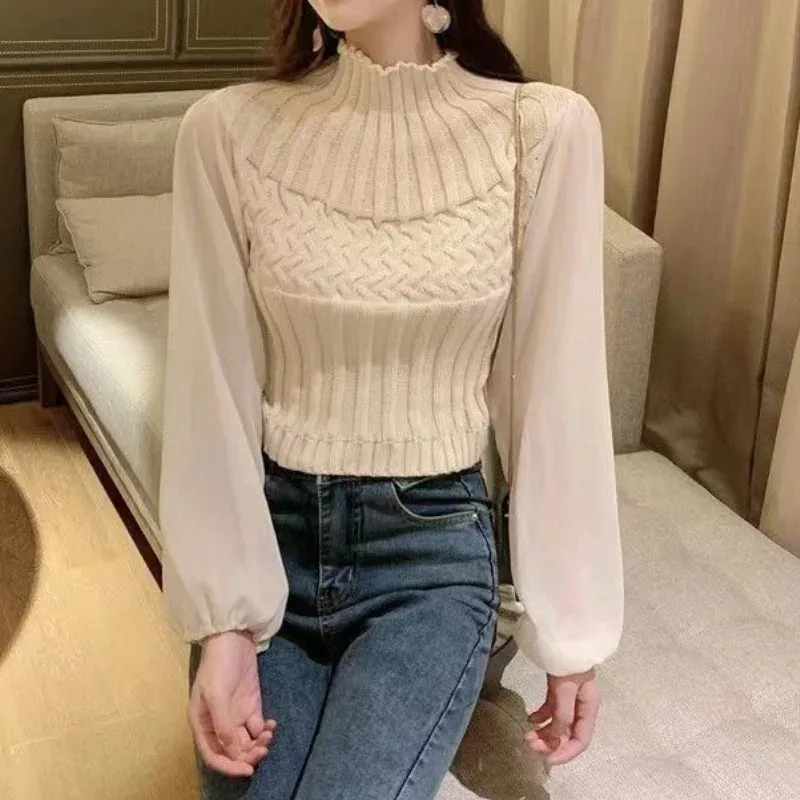 Women's Modern Knitted Sweater Vest with Transparent Sleeves | Ideal for Autumn/Winter